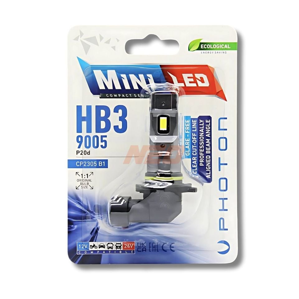 Photon Mini Compact HB3 9005 Beyaz LED Ampul Tekli Blister