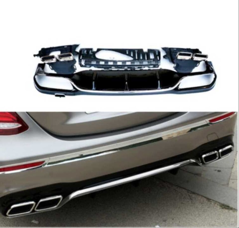 Mercedes-Benz E Serisi W213 E63 Difüzör ve Egzoz Ucu Seti Gümüş