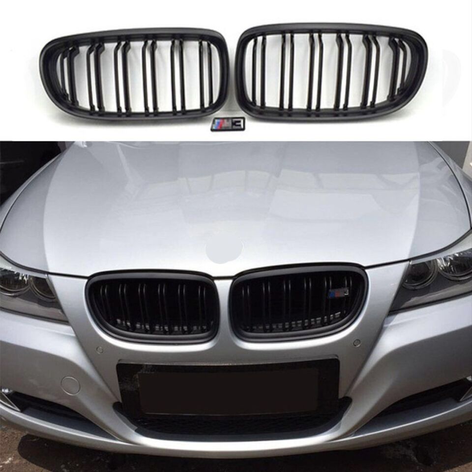 BMW 3 Serisi E90 M3 Çift Çizgi Panjur Böbrek - Piano Black (2008-2011)