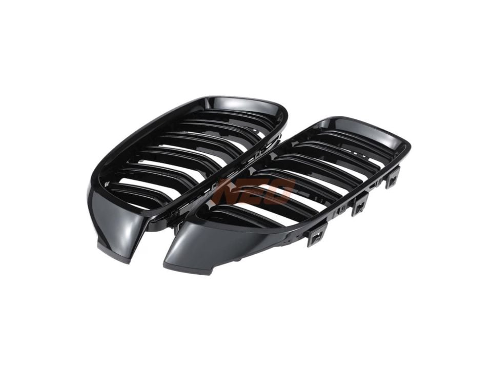 BMW 4 Serisi F32 M4 Çift Çizgi Panjur Böbrek - Piano Black (2013-2019)