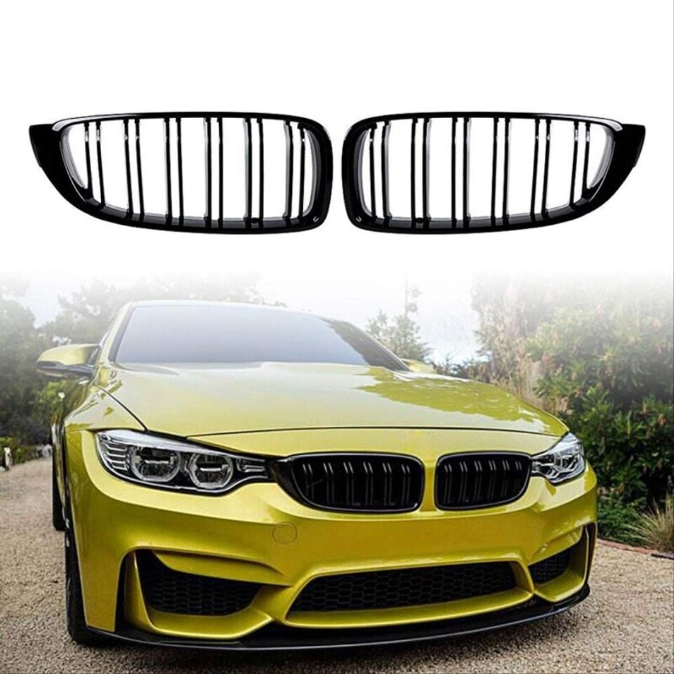 BMW 4 Serisi F32 M4 Çift Çizgi Panjur Böbrek - Piano Black (2013-2019)