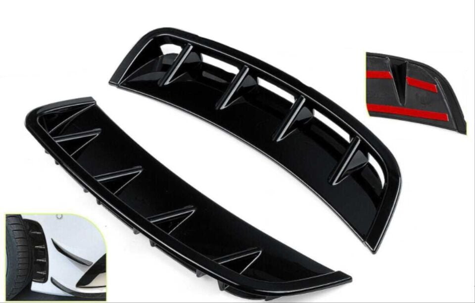 Mercedes-Benz A Serisi W177 2019 Sonrası Ön Tampon Yan Hava Giriş Izgarası Piano Black
