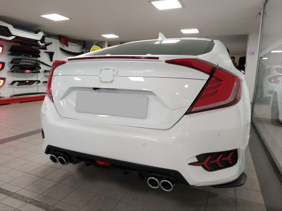 Honda Civic FC5 2016-2021 Kayar Sinyalli LED'li Bagaj Spoyleri (Piano Black)