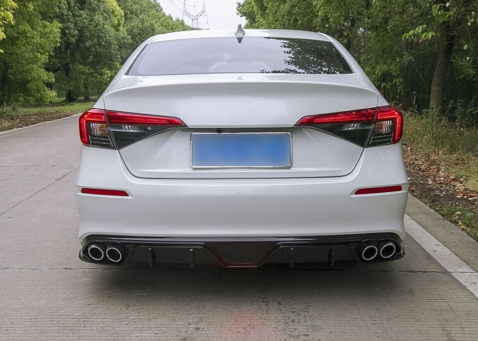 Honda Civic FE1 Sedan 4 Çıkışlı Arka Tampon Difüzörü Krom Uçlu