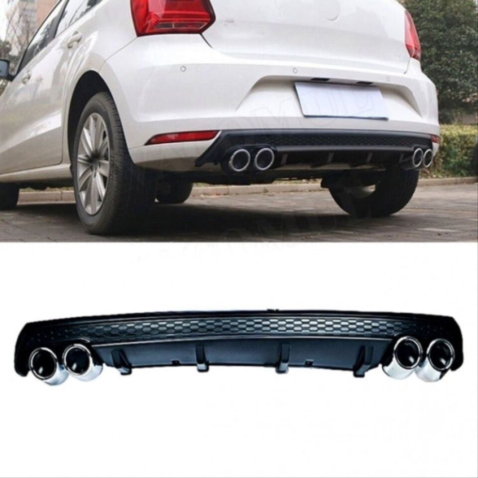 VW Polo 6C Dört Çıkışlı Arka Difüzör ve Egzoz Seti Mat Siyah