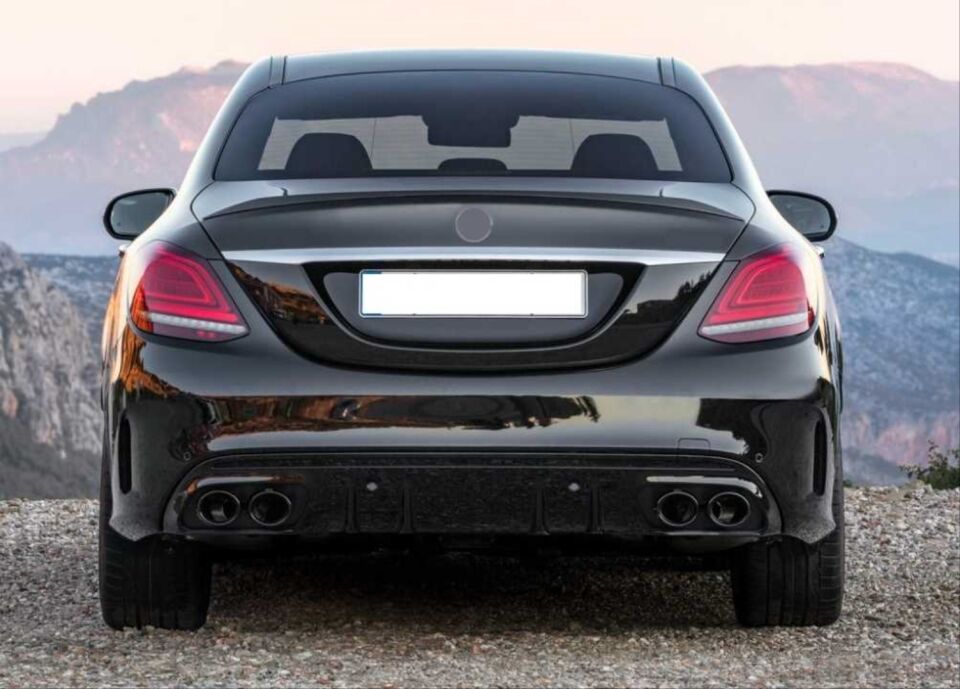 Mercedes-Benz C Serisi W205 AMG Line 2015-2021 C43 Siyah Difüzör ve Egzoz Ucu Seti