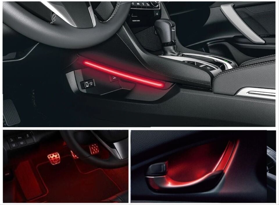 Honda Civic FC5/FK7 2016-2021 Kırmızı Komple İç Ambiyans Aydınlatma Seti