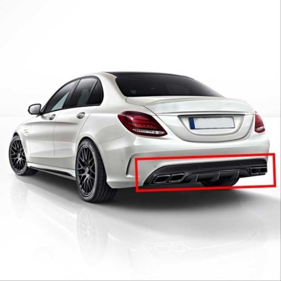 Mercedes-Benz C Serisi W205 Standart 2015-2021 C43 Siyah Difüzör ve Egzoz Ucu Seti