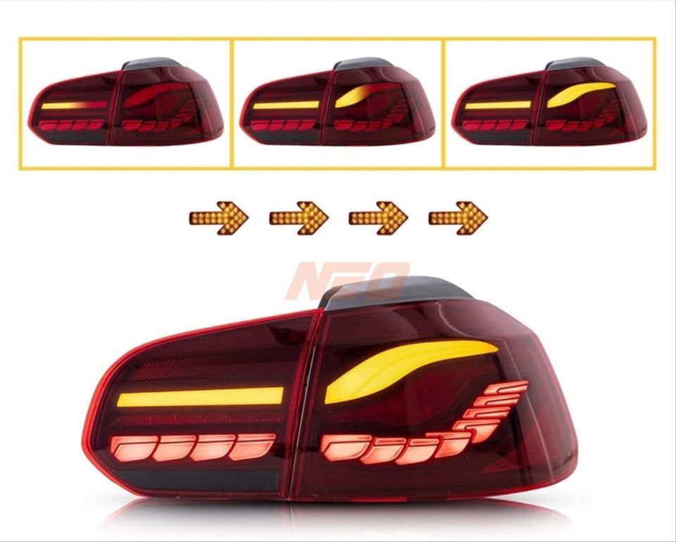 Volkswagen Golf 6 (Mk6) Dragon Dinamik Sinyalli Kırmızı LED Stop Takımı