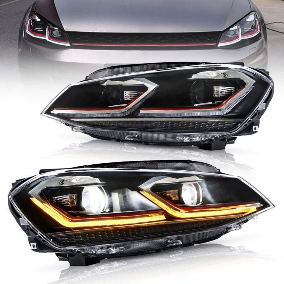 VW Golf 7 GTI J-LED Far Seti Kırmızı (Halojen Uyumlu)