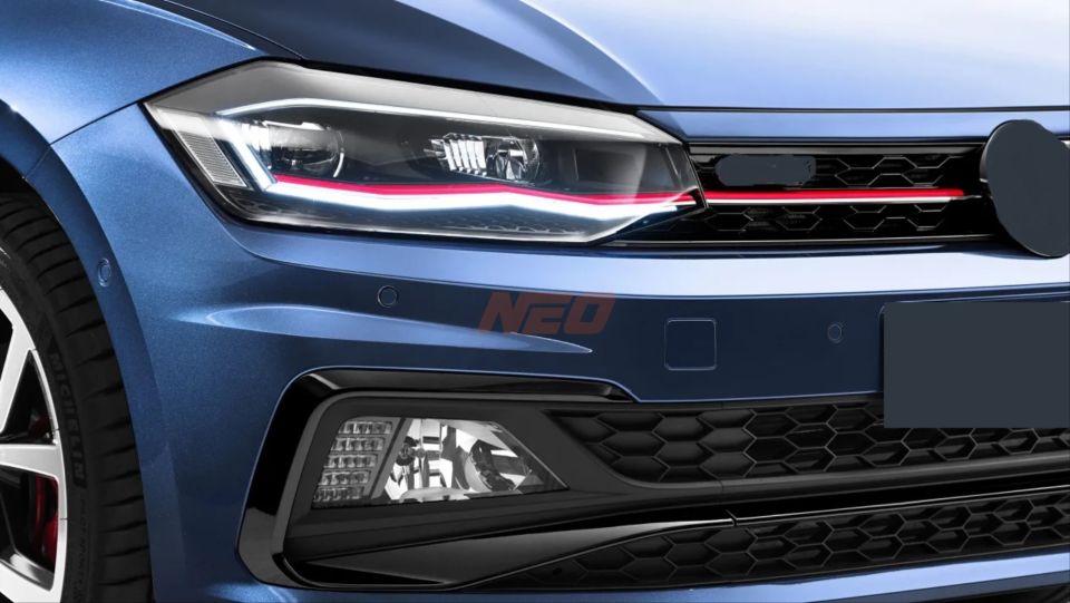 VW Polo AW GTI Kırmızı Şeritli LED Far Seti (2018-2021)