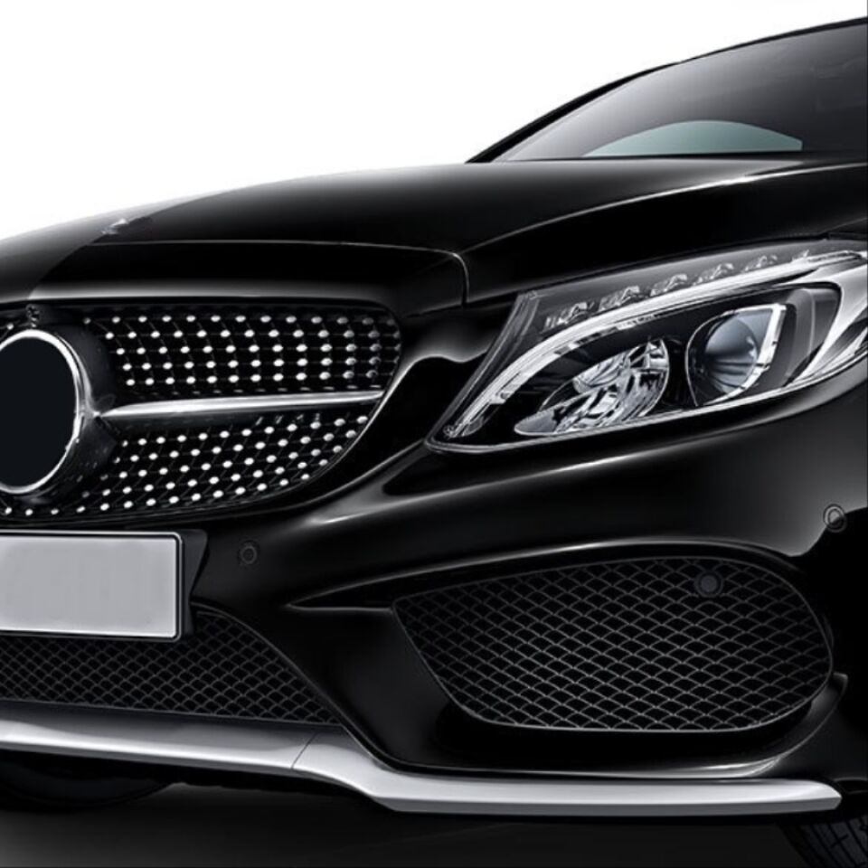 Mercedes W205 C Serisi Diamond Ön Panjur Krom Gri