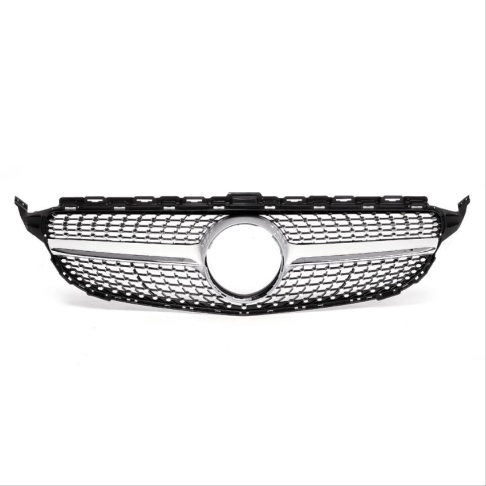 Mercedes W205 C Serisi Diamond Ön Panjur Krom Gri