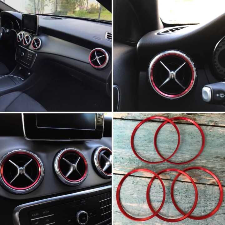 Mercedes A/CLA/GLA Serisi Klima Havalandırma Halkası Seti Kırmızı