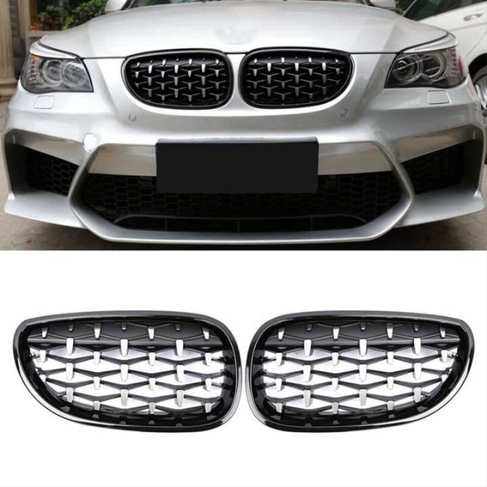 BMW 5 Serisi E60 Diamond Panjur / Böbrek Piano Black Çerçeve