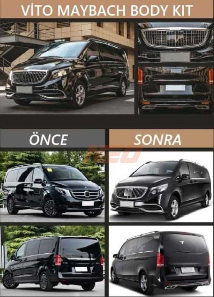 Mercedes Vito W447 (16-23) için V-Class Maybach Tampon ve Panjur Seti