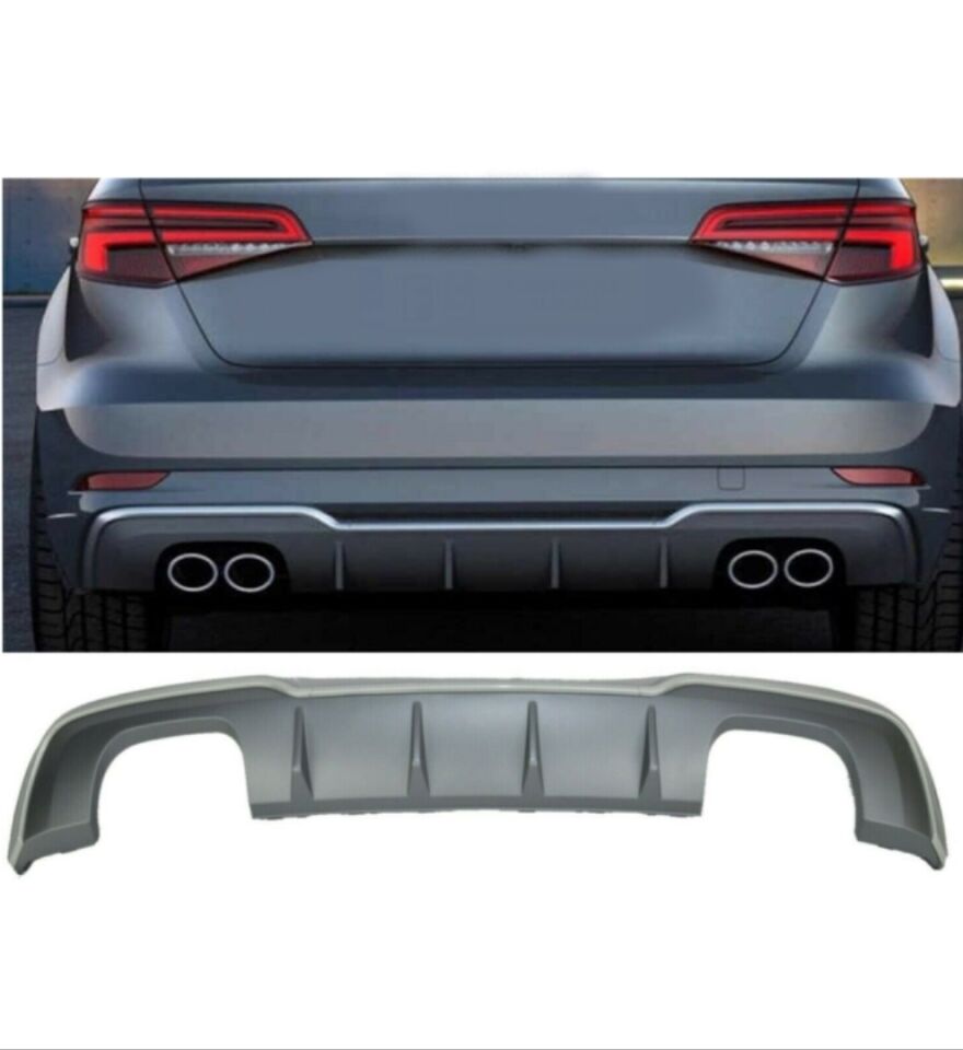 Audi A3 Sportback 8V Standart 2017-2020 S3 Arka Difüzör ve Egzoz Ucu Seti