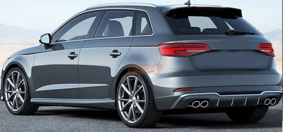 Audi A3 Sportback 8V Standart 2017-2020 S3 Arka Difüzör ve Egzoz Ucu Seti