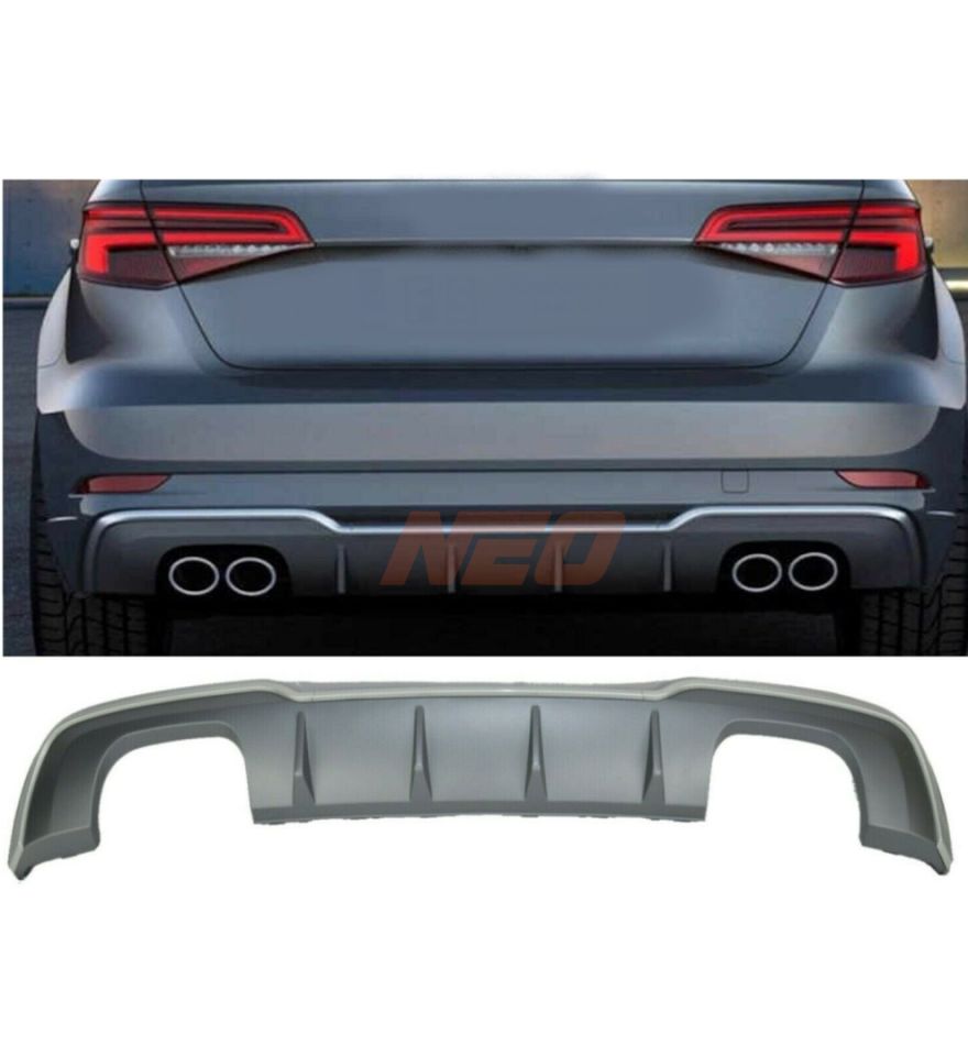 Audi A3 Sportback 8V Standart 2017-2020 S3 Arka Difüzör ve Egzoz Ucu Seti