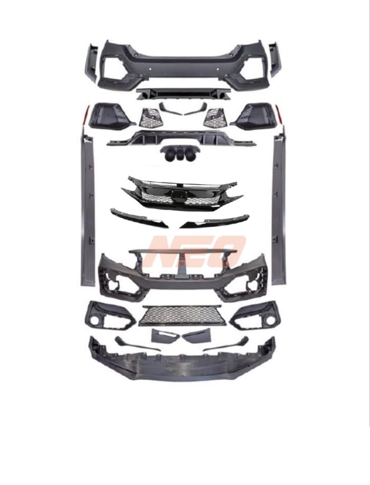 CIVIC FC5 2016-2021 IÇIN MAKYAJLI TYPE-R GÖRÜNÜM BODY KIT - PANJUR DAHİL (LEDSIZ-DODİK HARİÇ)