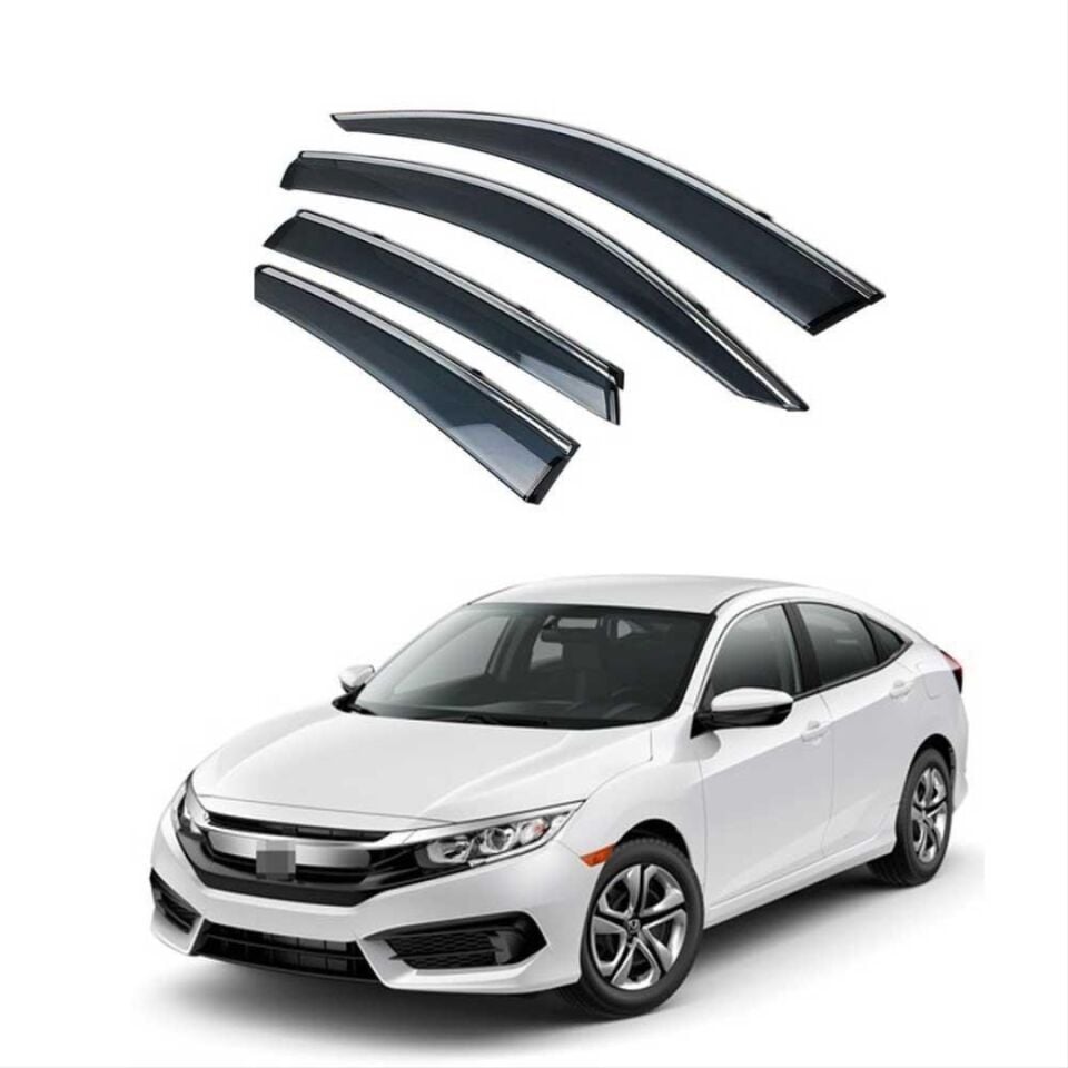 Honda Civic FC5 Cam Rüzgarlığı Krom Çıtalı 4 Parça