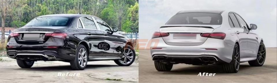 W213 E SERISI IÇIN UYUMLU 2021+ E63 DIFUZOR VE SIYAH EGZOZ SETI (AMG SEDAN)