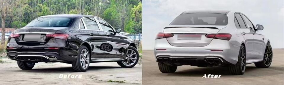 Mercedes E Serisi W213 Facelift E63S Difüzör ve Siyah Egzoz Seti (AMG Sedan İçin)