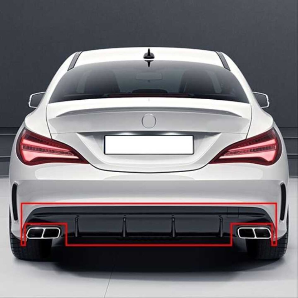 Mercedes-Benz CLA Serisi W117 Makyajsız CLA45 Difüzör ve Krom Egzoz Ucu Seti