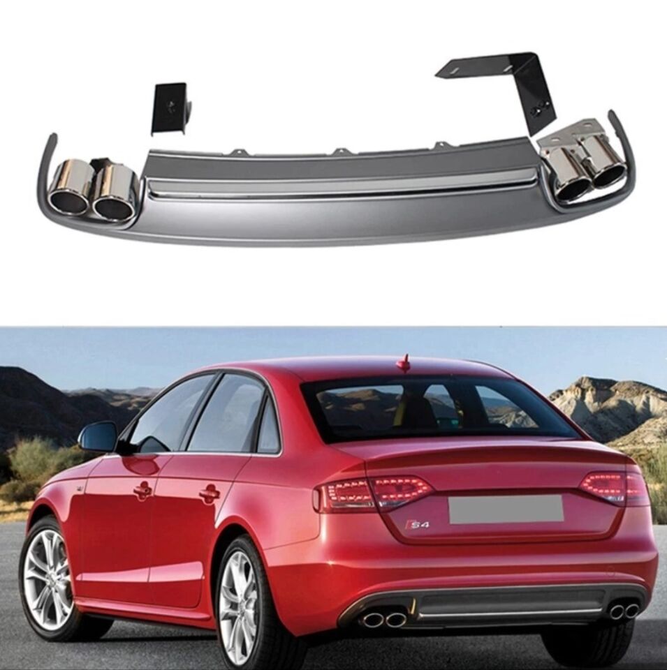 Audi A4 B8 S-Line 2008-2012 S4 Arka Difüzör ve Egzoz Ucu Seti
