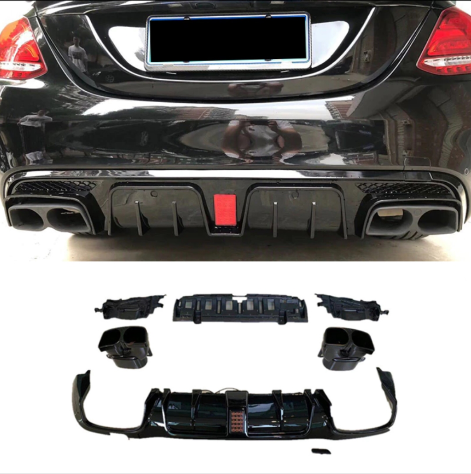 Mercedes-Benz C Serisi W205 AMG Line Brabus Difüzör ve Egzoz Ucu Seti