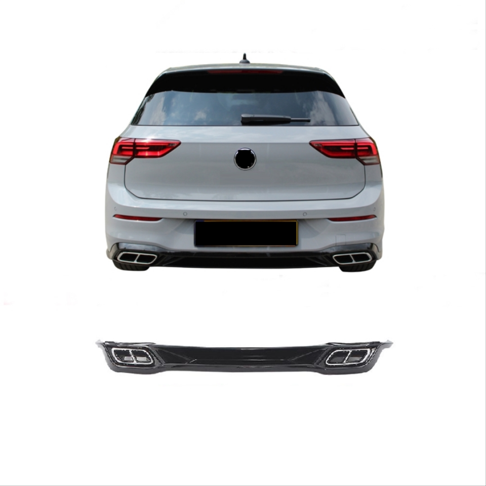 Volkswagen Golf 8 2020+ Standart R-Line Arka Difüzör ve Egzoz Ucu Seti
