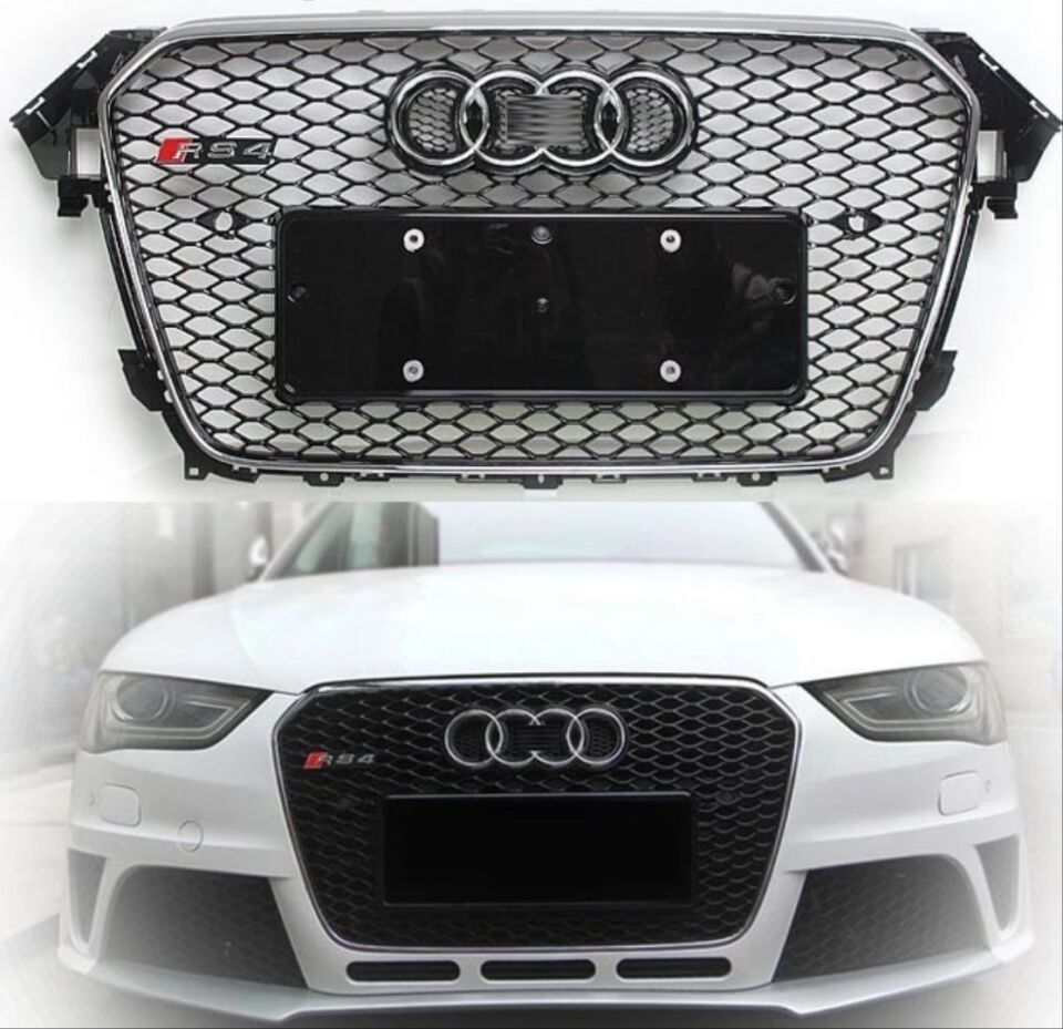 Audi A4 B8.5 (12-15) RS4 Petek Ön Panjur Gümüş Çerçeve