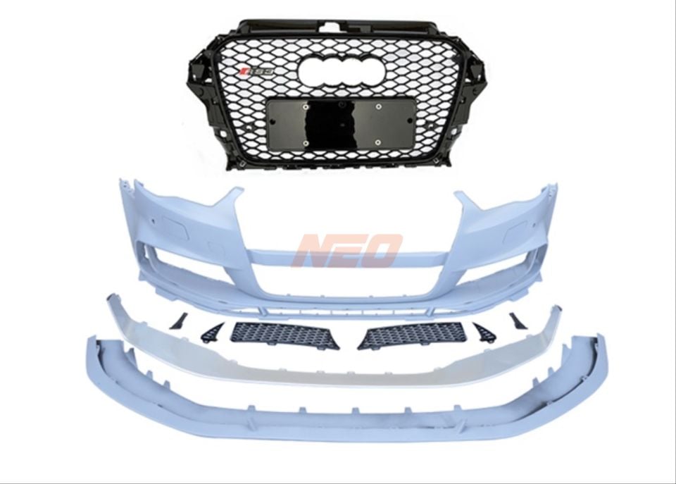 Audi A3 Sedan 8V (13-16) RS3 Ön Tampon ve Panjur Seti