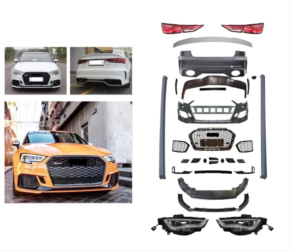 Audi A3 Sedan 8V 2013-2016 RS3 Makyajlı Kasa Dönüşüm Body Kit (Full Set)