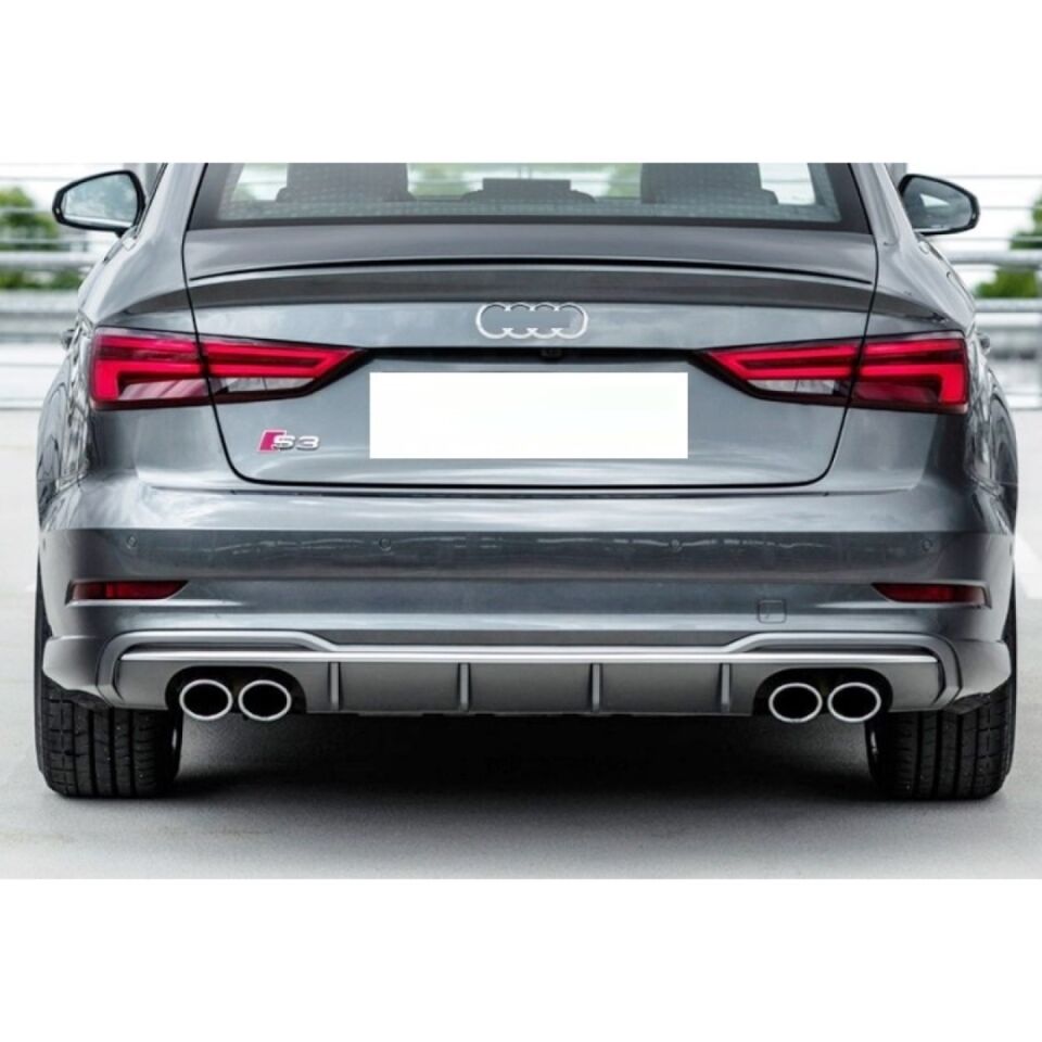 Audi A3 Sedan 8V S-Line 2017-2020 S3 Arka Difüzör ve Egzoz Ucu Seti
