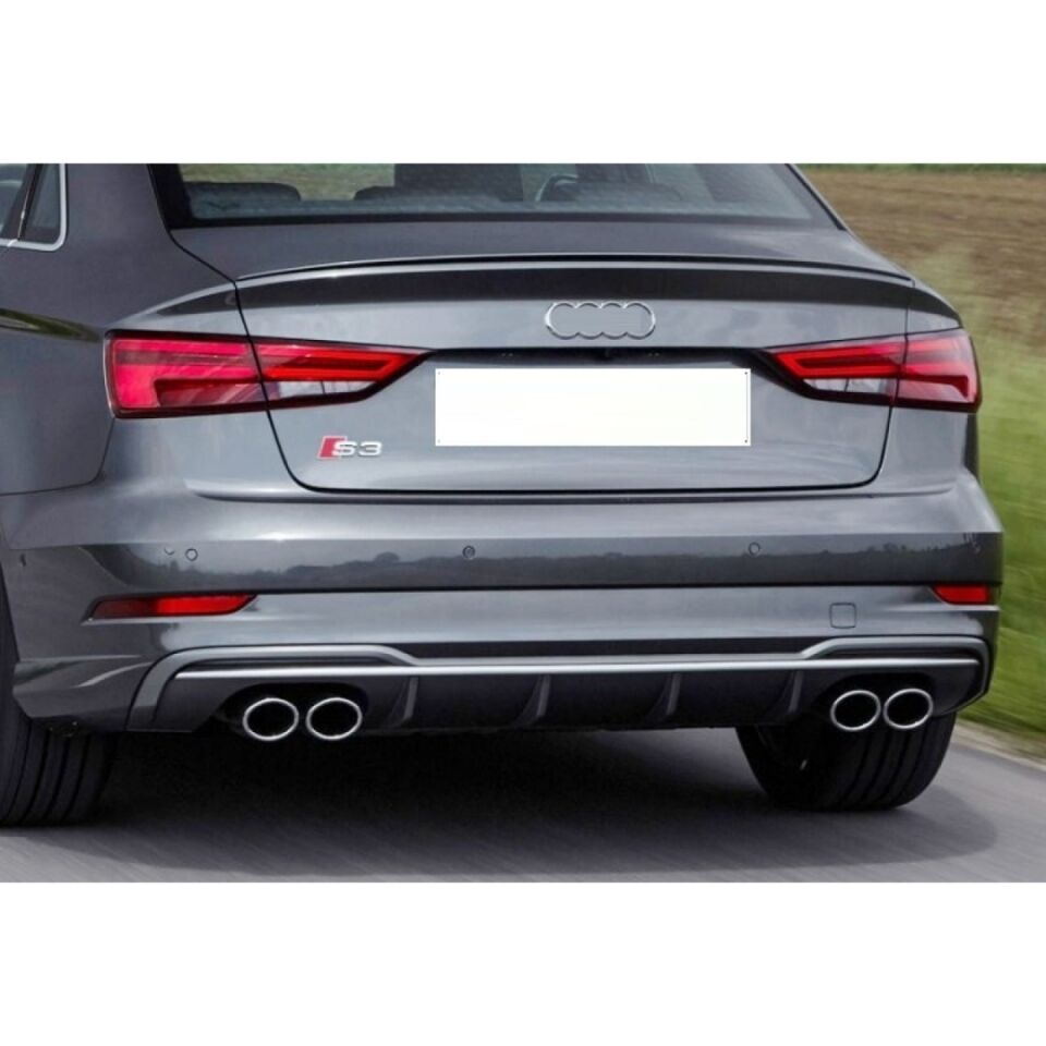 Audi A3 Sedan 8V S-Line 2017-2020 S3 Arka Difüzör ve Egzoz Ucu Seti