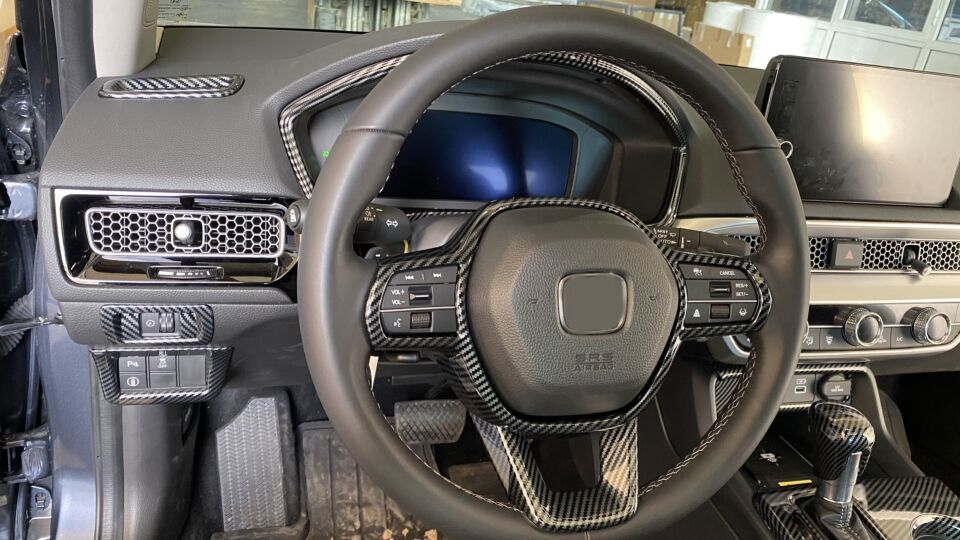 Honda Civic FE1 2022+ Direksiyon Kaplama Seti Karbon 2 Parça