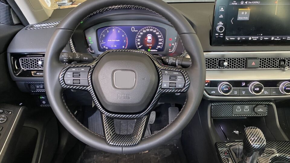 Honda Civic FE1 2022+ Direksiyon Kaplama Seti Karbon 2 Parça