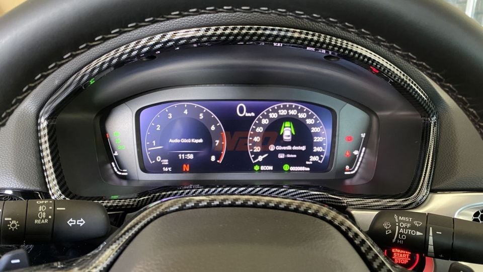 Honda Civic FE1/FL Dijital Gösterge Çerçevesi Kaplaması Karbon