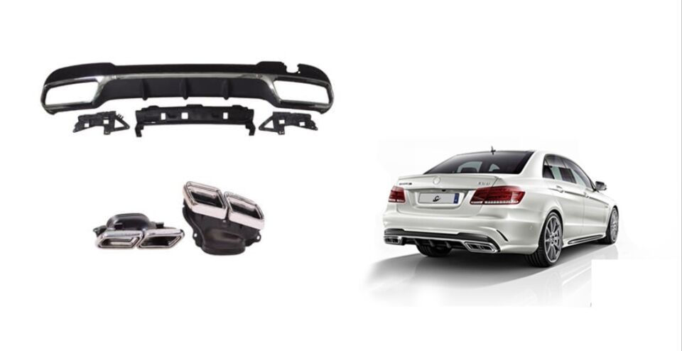 Mercedes-Benz E Serisi W212 Makyajlı AMG Line E63 Difüzör ve Egzoz Ucu Seti Gümüş