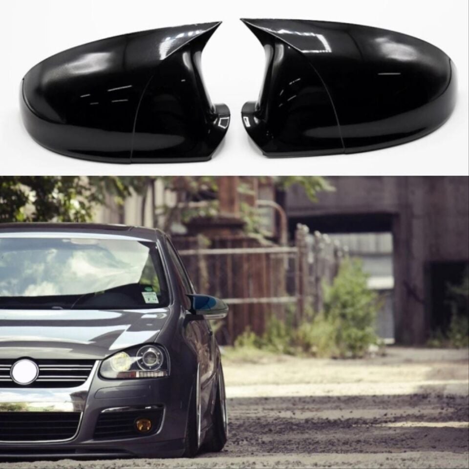 VW Golf 5/Jetta/Passat Uyumlu Ayna Kapağı Seti Piano Black