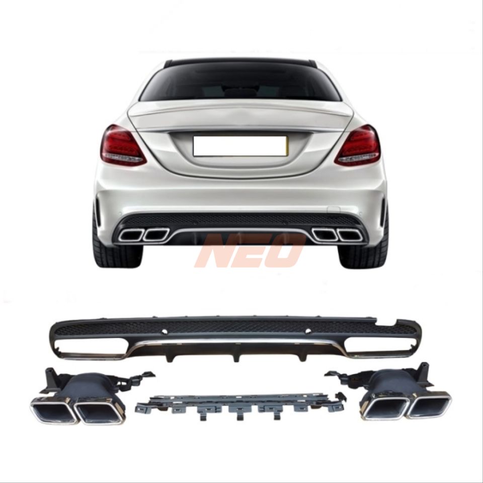 W205 C SERISI IÇIN SILVER DIFÜZÖR & EGZOZ SETI (AMG SEDAN) (KROM TRİM)