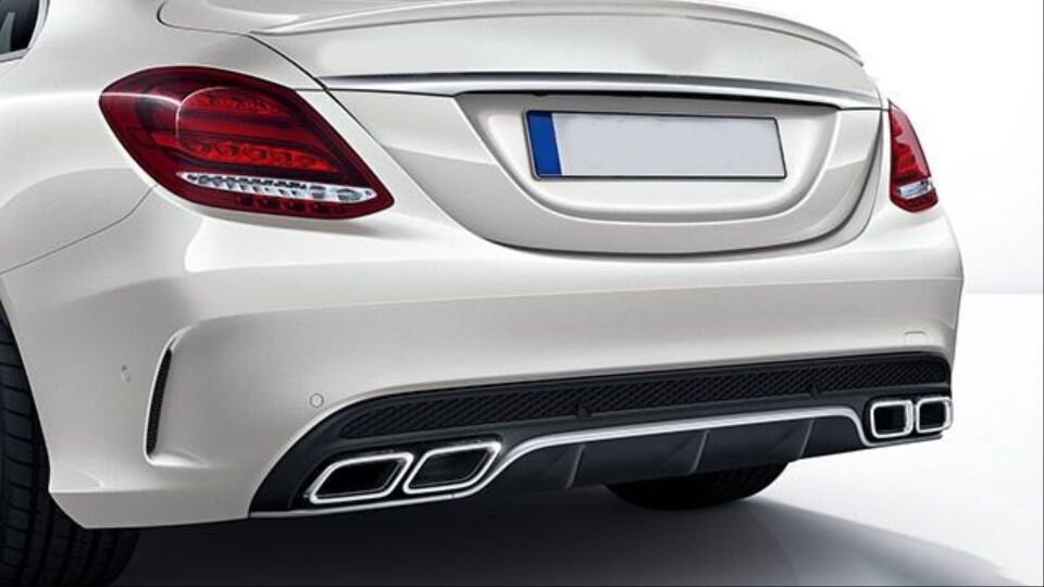 Mercedes-Benz C Serisi W205 AMG Difüzör ve Egzoz Ucu Seti Silver