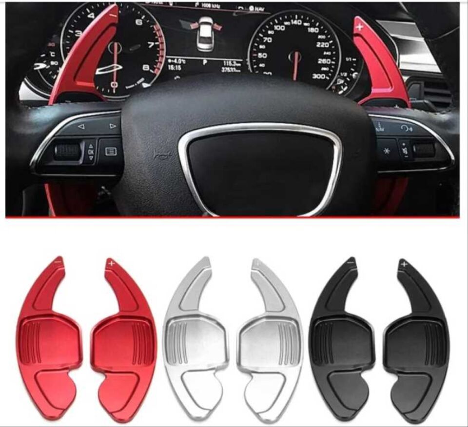Audi A3/A4/A5/A6/Q5 Serisi Alüminyum F1 Vites Kulaçık Seti (Kırmızı)