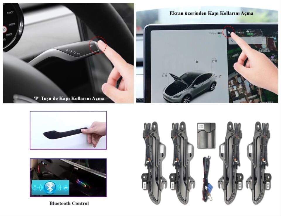 Tesla Model Y (20+) Uygulama Kontrollü RGB Otomatik Kapı Kolu Seti