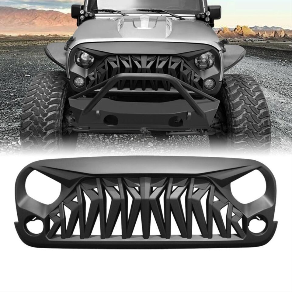 Jeep Wrangler JK (07-17) Shark Agresif Ön Panjur Mat Siyah