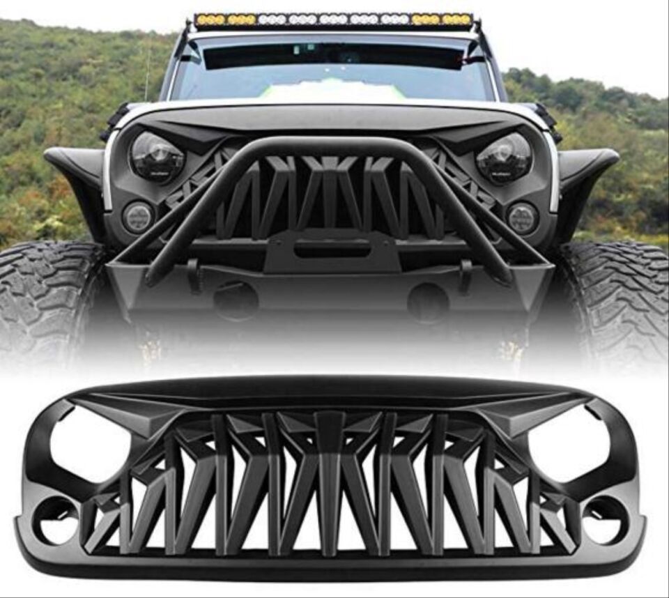 Jeep Wrangler JK (07-17) Shark Agresif Ön Panjur Mat Siyah