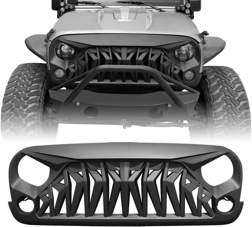 Jeep Wrangler JK (07-17) Shark Agresif Ön Panjur Mat Siyah