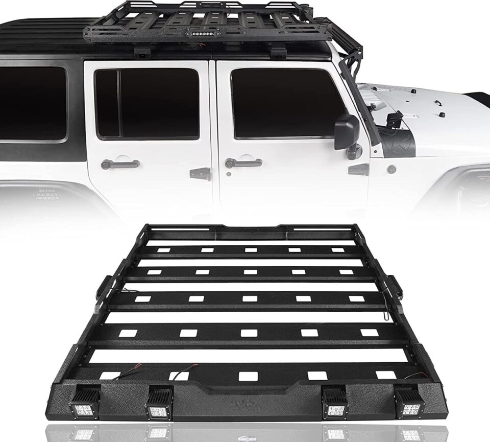 Jeep Wrangler JK (07-17) LED Barlı Tavan Sepeti ve Ön Cam Çerçevesi