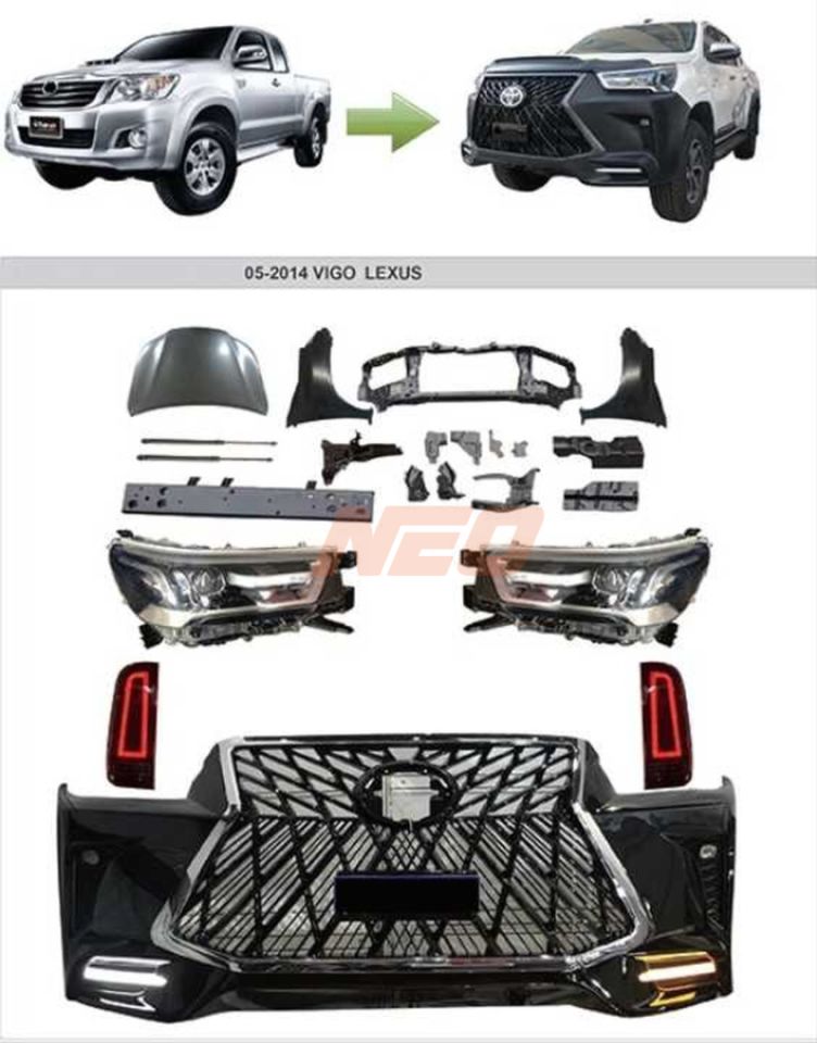 Toyota Hilux Vigo 2005-2015 Lexus Dönüşüm Body Kit (Ön Tampon ve Panjur)